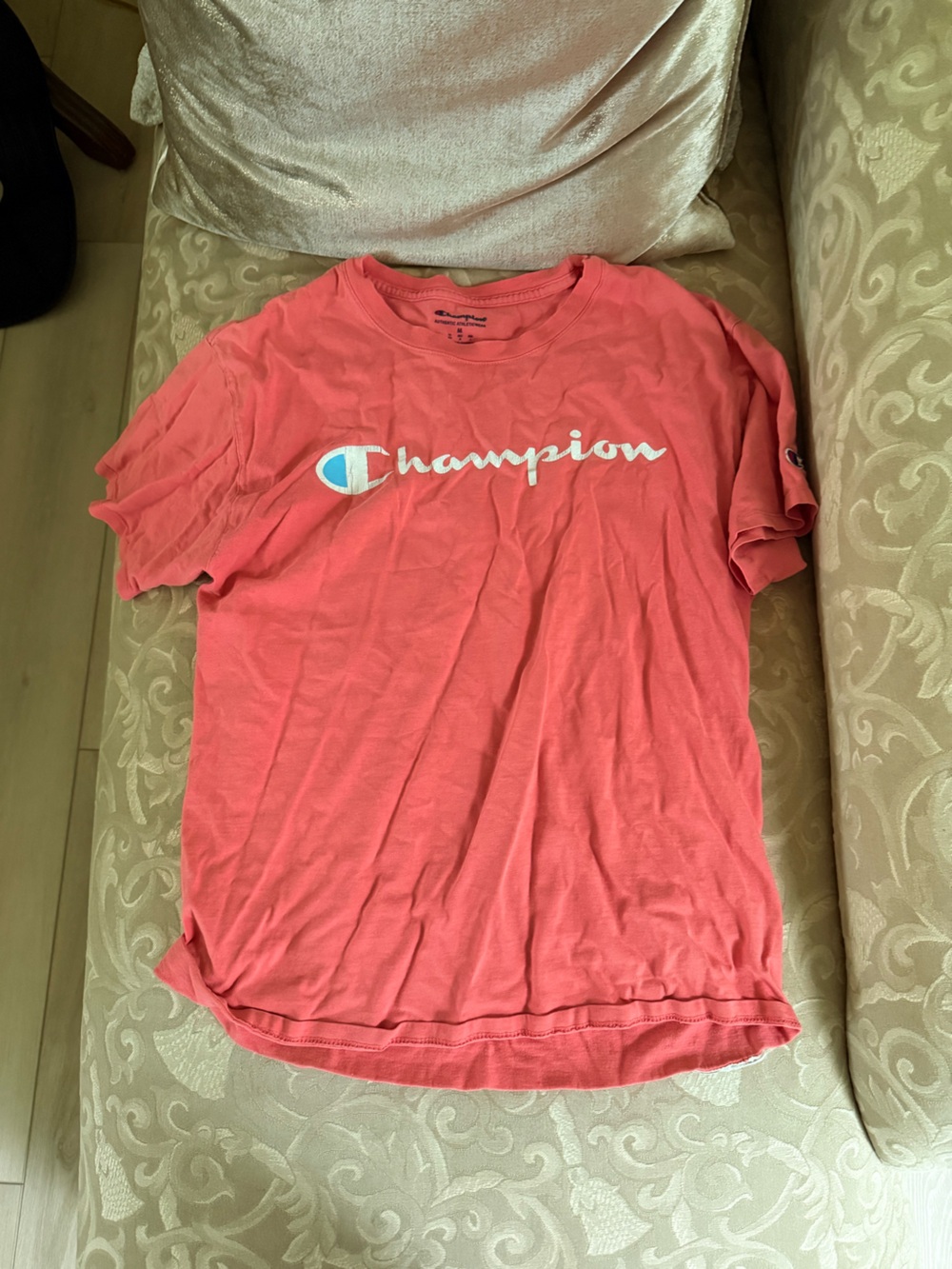 Champion Coral Logo Short-Sleeve Tee - White & Blue Logo